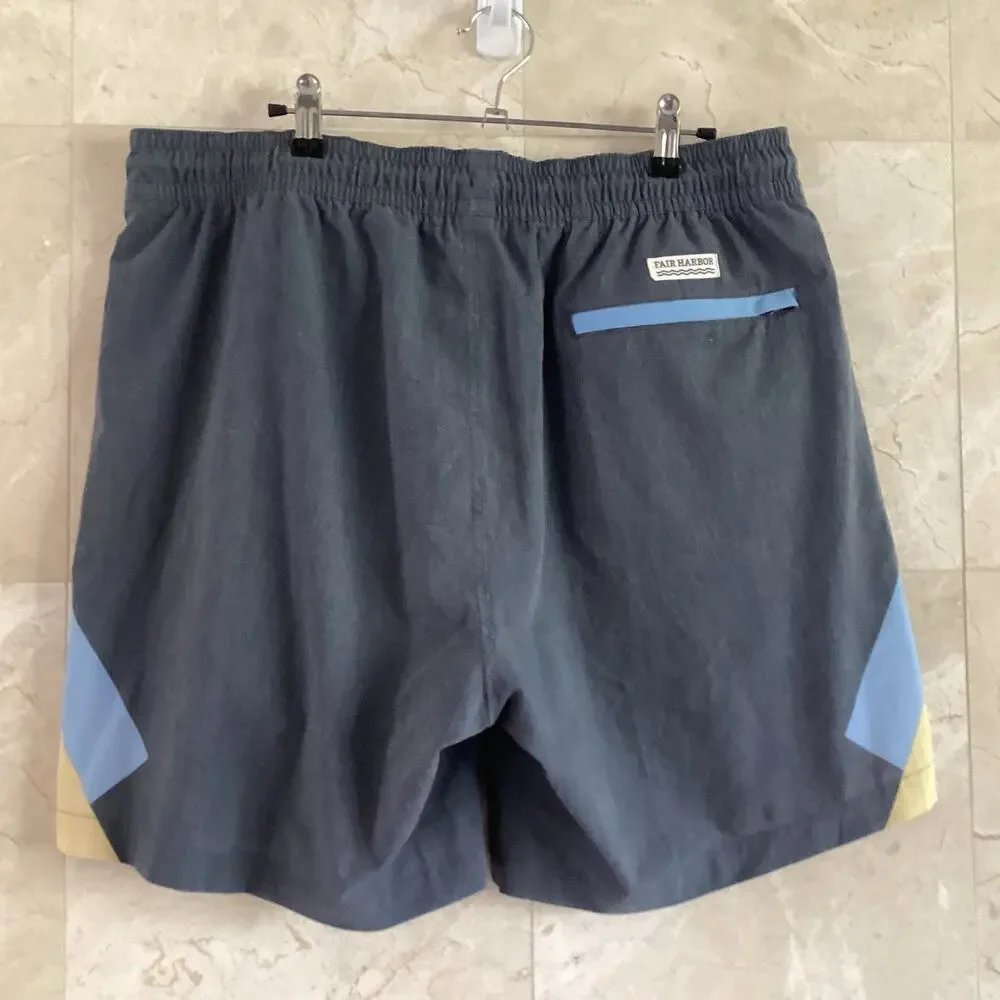 Fair Harbor Men's Shorts XXL Blue Swim Trunks Bayberry Drawstring Built In Liner